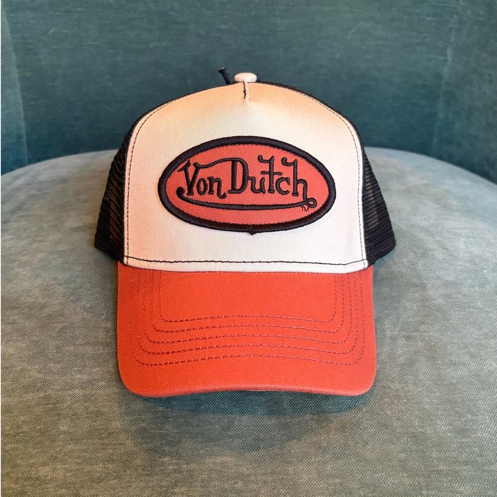 Iconic Von Dutch Trucker Hat - Burnt Orange & White